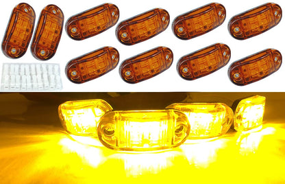 10pcs Amber 2.5 inch Oval 4 SMD Trailer Side Marker Led Lights Truck clearance lights Trailer Lights Indicator Waterproof
