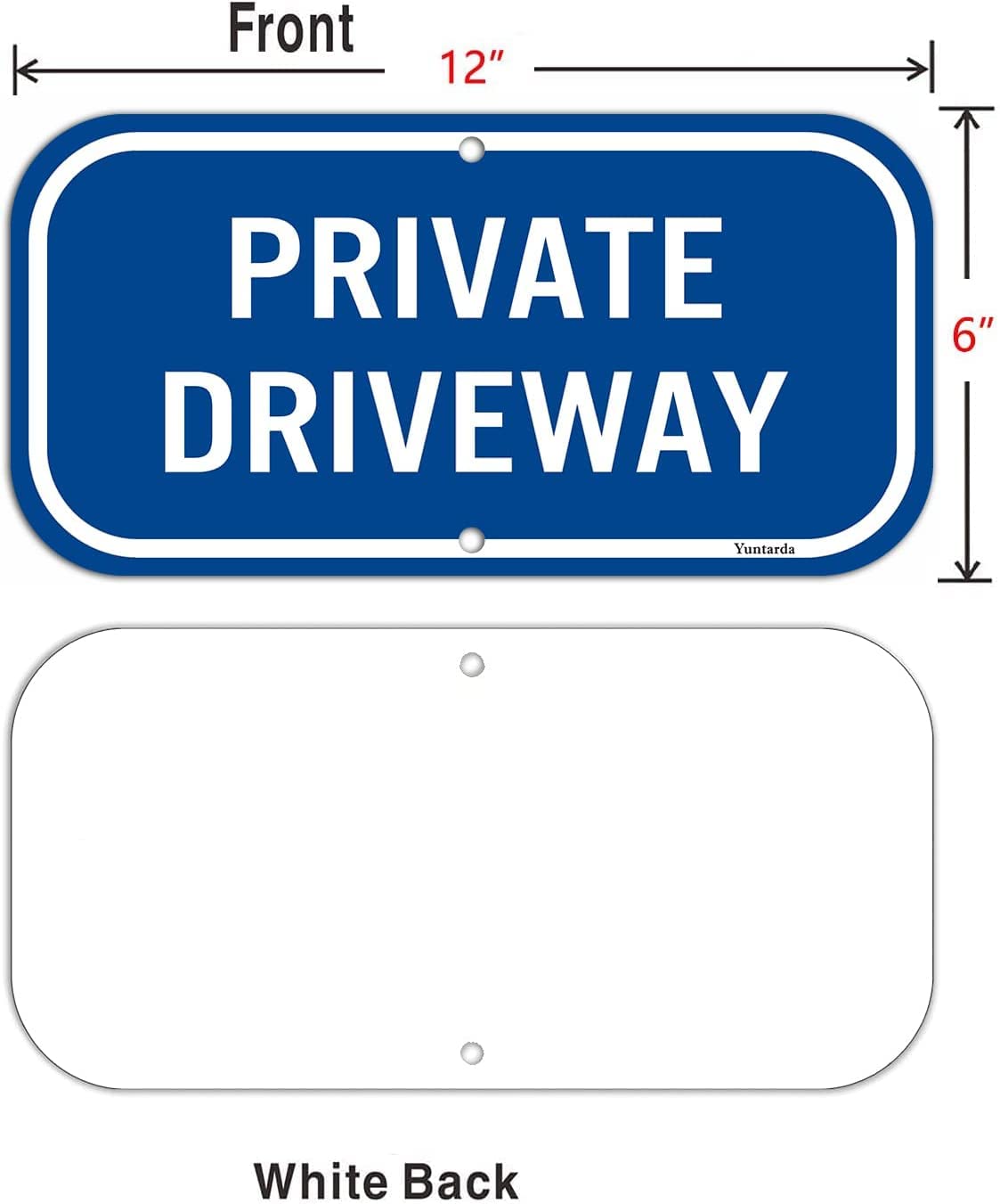 2-Pack Private Driveway,Yuntarda 12"X6" Heavy 0.40 Aluminum Rust Free Sign Professional Printing UV Protected Weatherproof Indoor or Outdoor Use