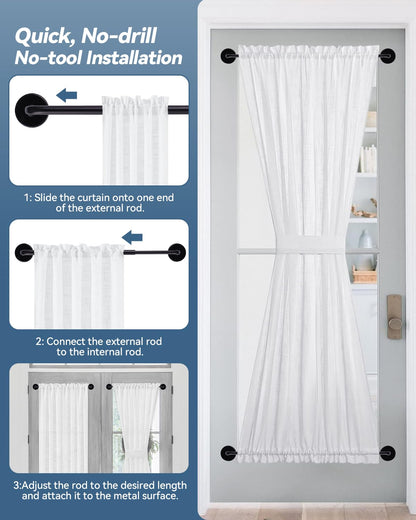 Ruiony Magnetic Curtain Rod for Metal Doors, French Door Curtain Rods Adjustable from 17 to 30 Inch, 3/8 Inch Diameter, Magnet Cafe Rod for Any Metel Surface, No Tool and Easy Install, Black, 2 Pack
