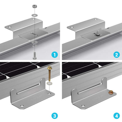 Renogy 2 Sets Solar Panel Mounting Z Bracket Set of 4 Units RV Boat Off Grid Roof