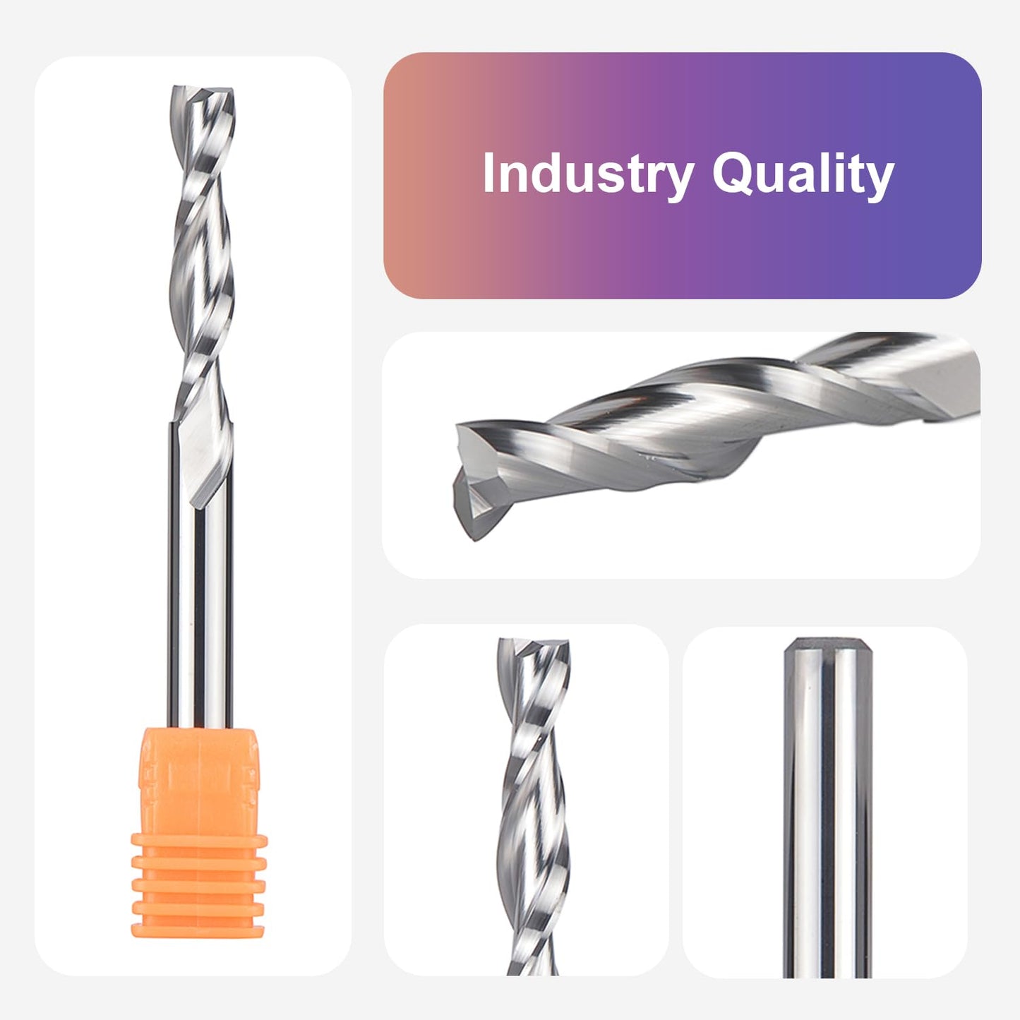 SpeTool Spiral Router Bits with UpCut 1/4 inch Cutting Diameter, 1/4 inch Shank 3 inch Extra Long HRC55 Solid Carbide CNC End Mill for Wood Cut, Carving