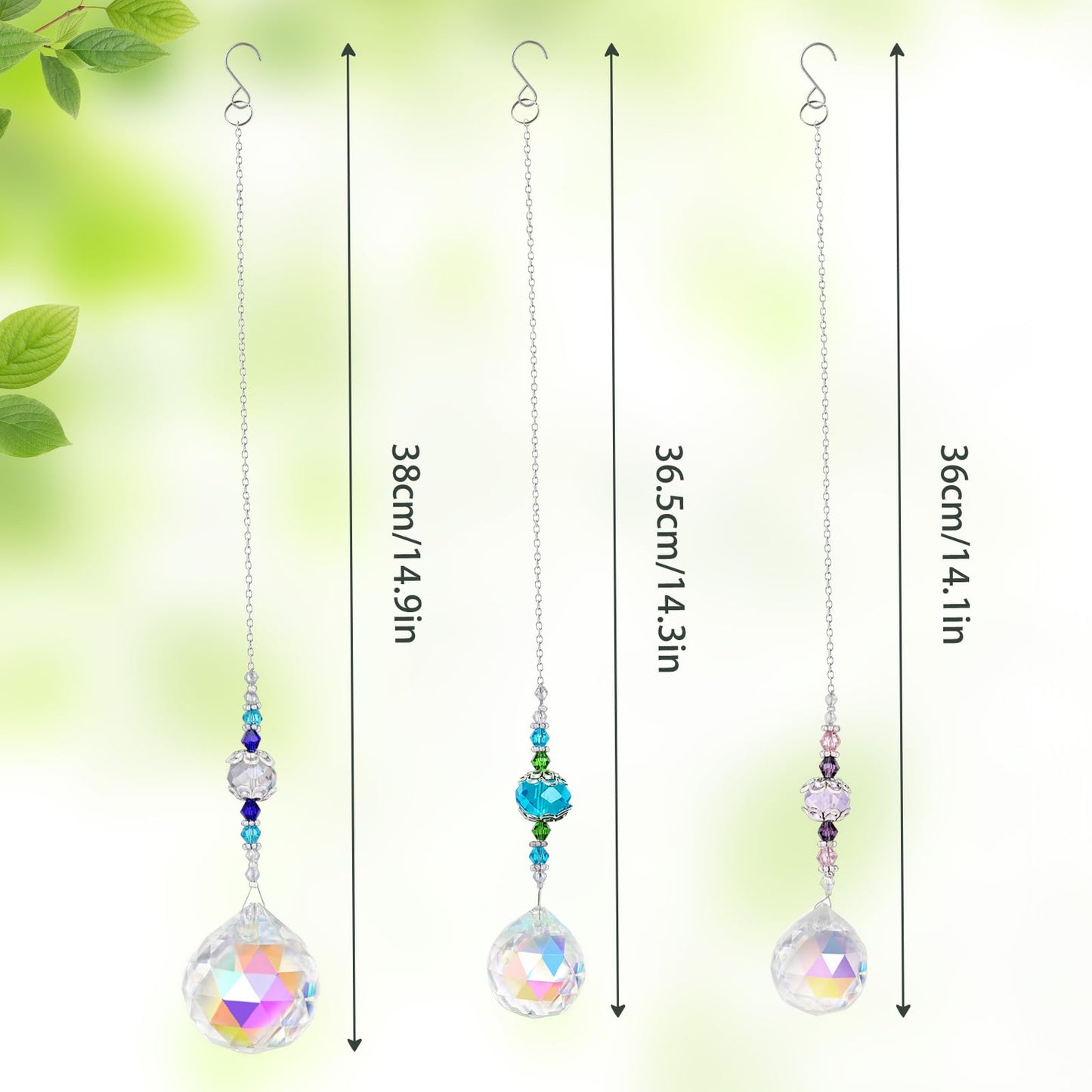 Anxingo Crystal Suncatcher with Chain, Clear Crystal Sun Catcher Hanging Prisms Ball, for Garden Home Wedding Christmas Decor Indoor Window Chandelier (6 Pack)