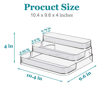 Zilphoba Acrylic Spice Rack, No Assembly Clear 3 Tier Condiment Bottle Shelf Vanity Organizer for Cabinet Kitchen Bathroom (1pcs)