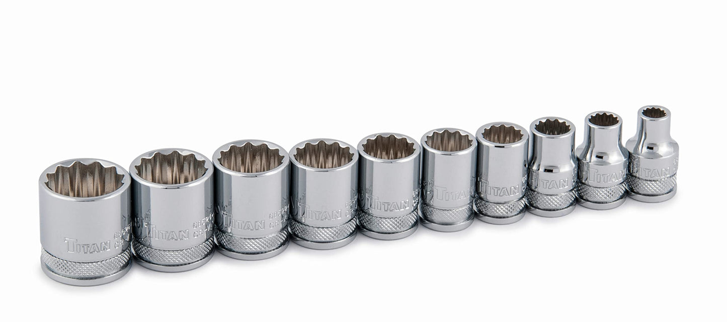 Titan 68500 10-Piece 3/8-Inch Drive SAE 12 Point Socket Set