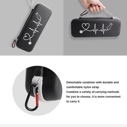 Upgarded Stethoscope Case, Stethoscope Carry Case Compatible for 3M Littmann Classic III/Cardiology IV/Lightweight II S.E. MDF Acoustica Stethoscope and Other Nurse Accessories (PU Black)