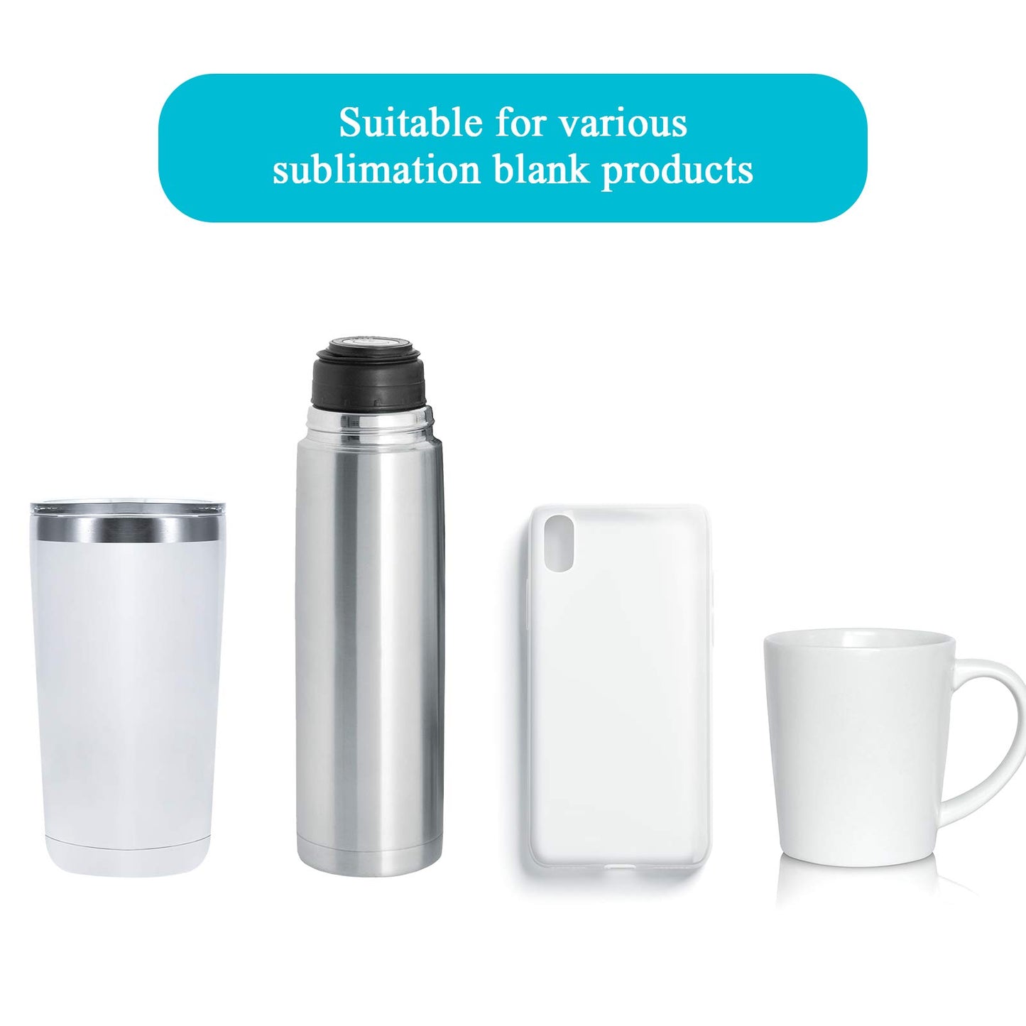 Sublimation Shrink Wrap Sleeves, Shrink Wrap Bags 60 PCS Sublimation Shrink Wrap Sleeve 6 Different Sizes White Bags for Tumblers, Mugs, Cups, Sublimation Shrink Film