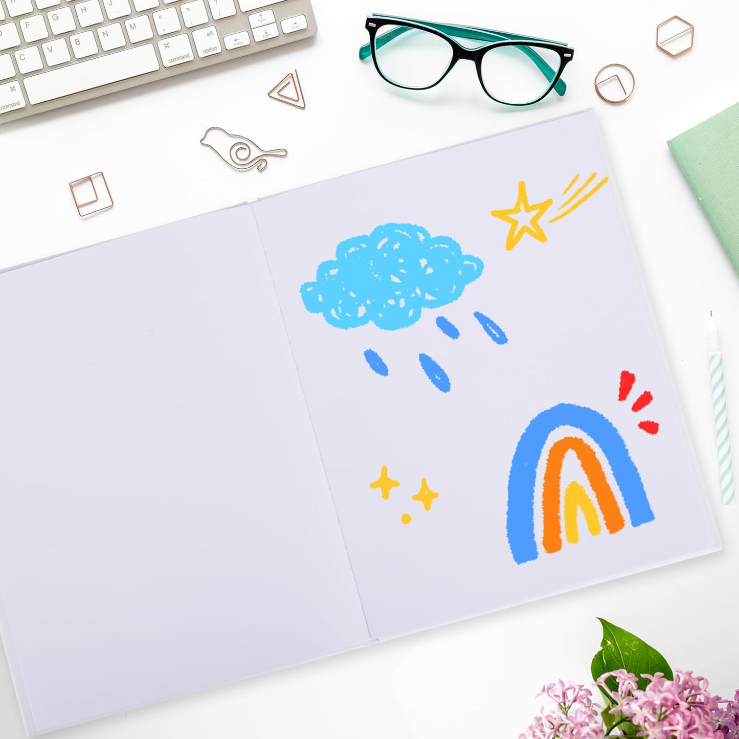 zmybcpack 6 Pack White Hardcover Blank Book 8.5x11 inch, Blank Story Writing Book Unlined Sketch Book, White Blank Page Notebook for Journaling, Sketching, Writing (22 Sheets/ 44 Pages Each Notebook）