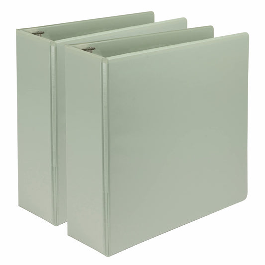 Samsill Plant-Based 3 Inch Durable D-Ring, Made in USA, View Binder, Eco-Friendly, USDA Certified Biobased, 2 Pack, Sage Green