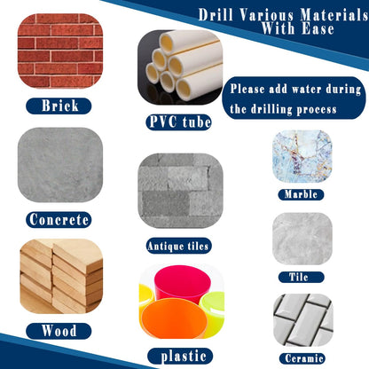 Larouoba 10pc Black Special Crooked Head Eccentric Drill Bit Set, Porcelain Tile Drill Bit Concrete Drill Bit for Glass,Brick,Plastic,Cement,Wood,Ceramic,Metal,Marble (3/16” to 1/2”).