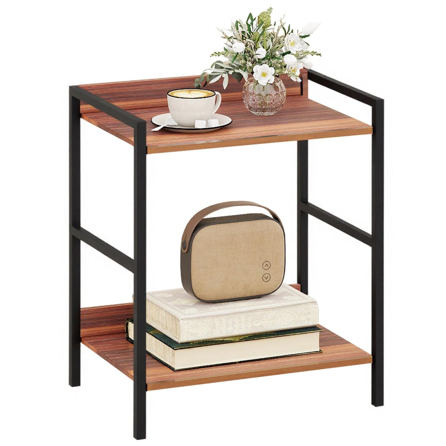 Side Table, Small End Table 17 inch, Narrow Nightstand Bedside Table for Bedroom, Sofa Entryway Table for Livingroom, Outdoor Coffee Table, Rustic Brown