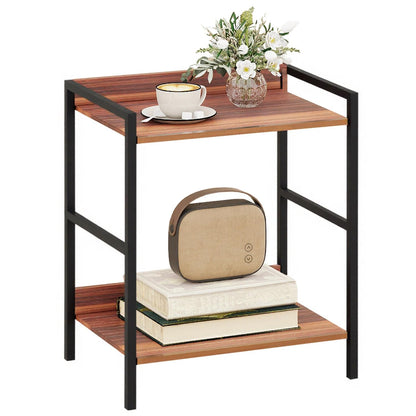 Side Table, Small End Table 17 inch, Narrow Nightstand Bedside Table for Bedroom, Sofa Entryway Table for Livingroom, Outdoor Coffee Table, Rustic Brown
