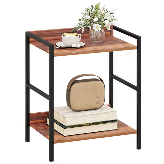 Side Table, Small End Table 17 inch, Narrow Nightstand Bedside Table for Bedroom, Sofa Entryway Table for Livingroom, Outdoor Coffee Table, Rustic Brown