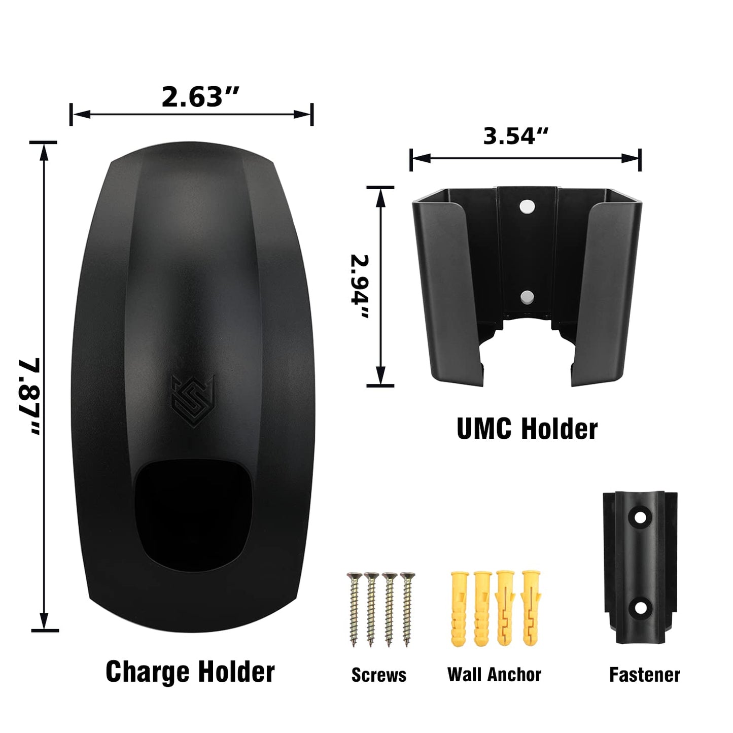 Seven Sparta Charging Cable Holder with Chassis Bracket Compatible with Tesla Model 3 Model Y Model X Model S Charger Cable Organizer Car Accessories Wall Connector (Black)