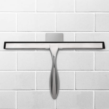 Simtive 14-Inch Shower Squeegee Set, Includes Shower Door Hook and Adhesive Hook, Squeegee for Shower Doors, Mirror and Window, Silver