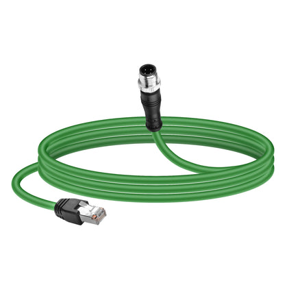 CERRXIAN M12 to RJ45 Ethernet Cable, M12 4 Pin D Code Male to RJ45 Male Cat5e Industrial Ethernet Shielded Cable SFTP 4PR 26AWG 3.2Ft