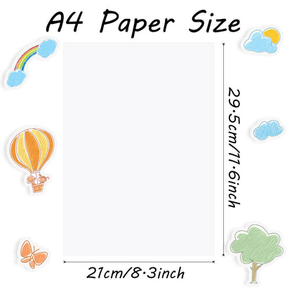 Benvo 12 Sheets Printable Shrink Sheets Shrinky Art Film A4 Shrinkable Paper Film Plastic for Inkjet Printer Sanded Shrink Sheets for Creative DIY Handmade Craft (White 8.3 x 11.6 inch/ 21 x 29.5 cm)