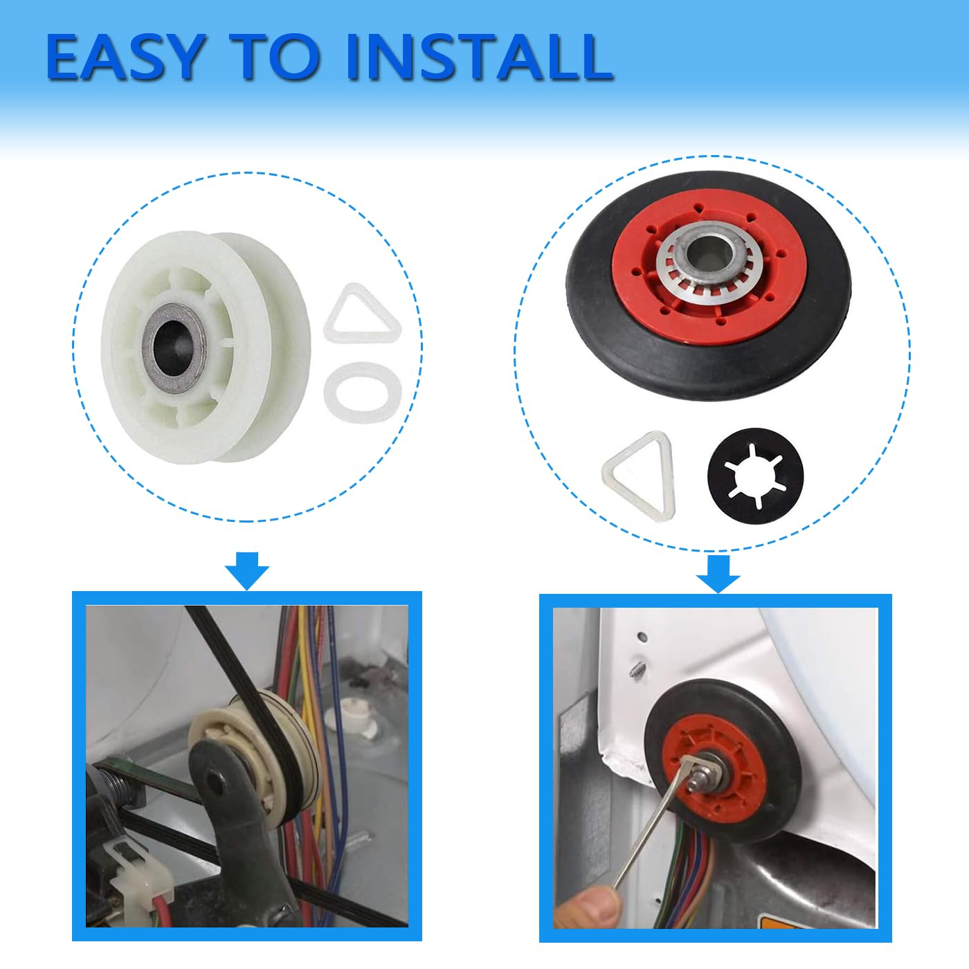 4392067 Dryer Repair Kit & W10837240 Dryer Idler Pulley (Plastic)