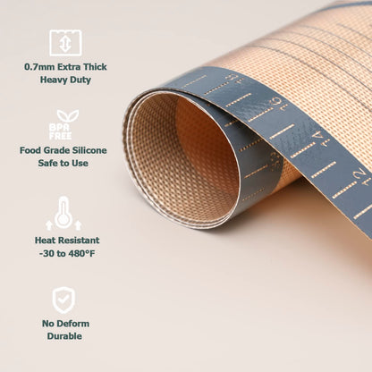 Sapid Extra Thick Silicone Pastry Mat Non-slip with Measurements for Non-stick Silicone Baking Mat Extra Large, Dough Rolling, Pie Crust, Kneading Mats, Countertop, Placement Mats (20 inch x 28 inch ,Gray)