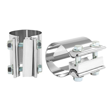 2.5 Inch 2 1/2 Butt Joint Exhaust Band Clamp Sleeve Stainless Steel 2pcs