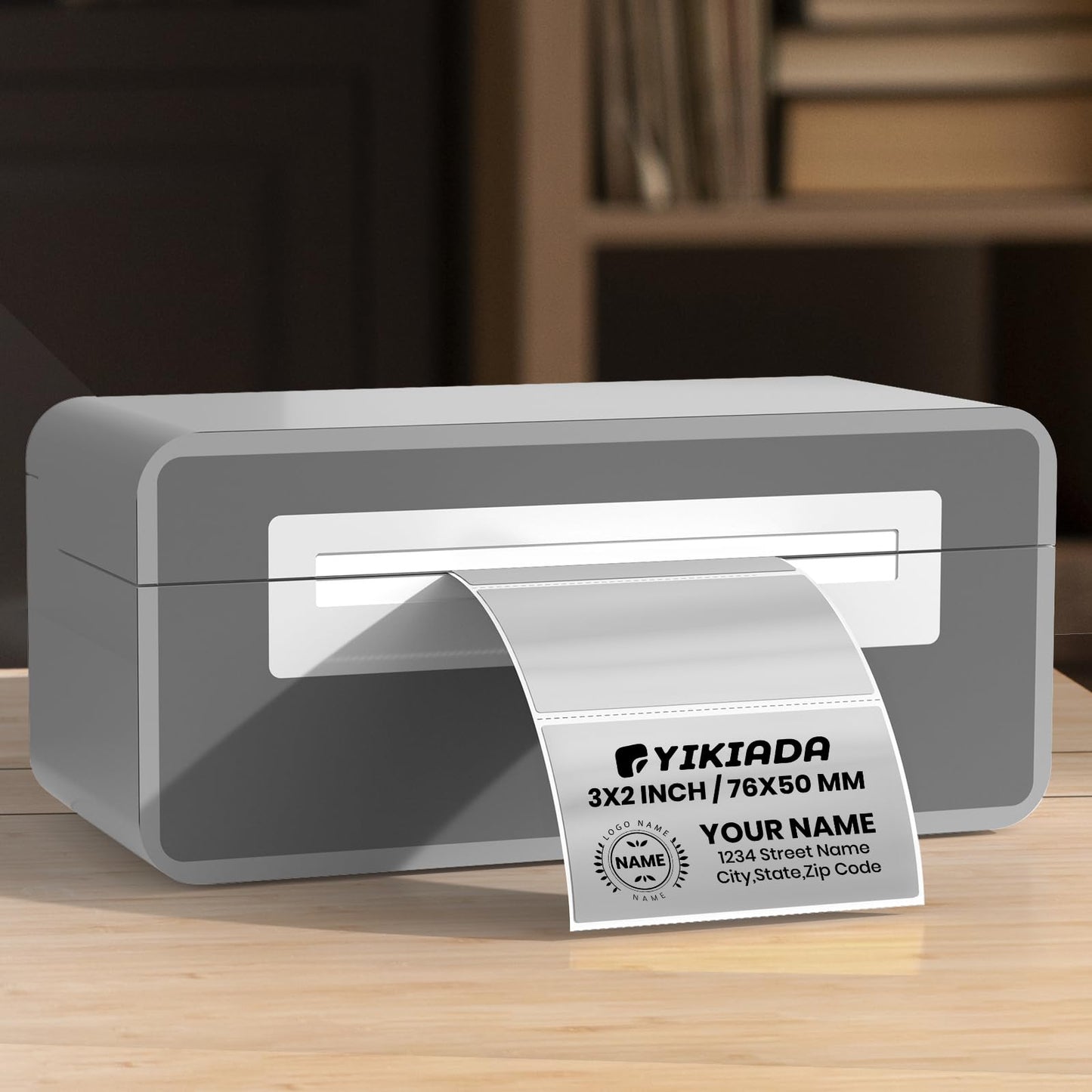 YIKIADA Silver Direct Thermal Labels Vinyl 3 X 2 Inch Self-Adhesive Rectangular Stickers Roll Waterproof Printable Decals for QR Code DIY Name Tag 200 PCS
