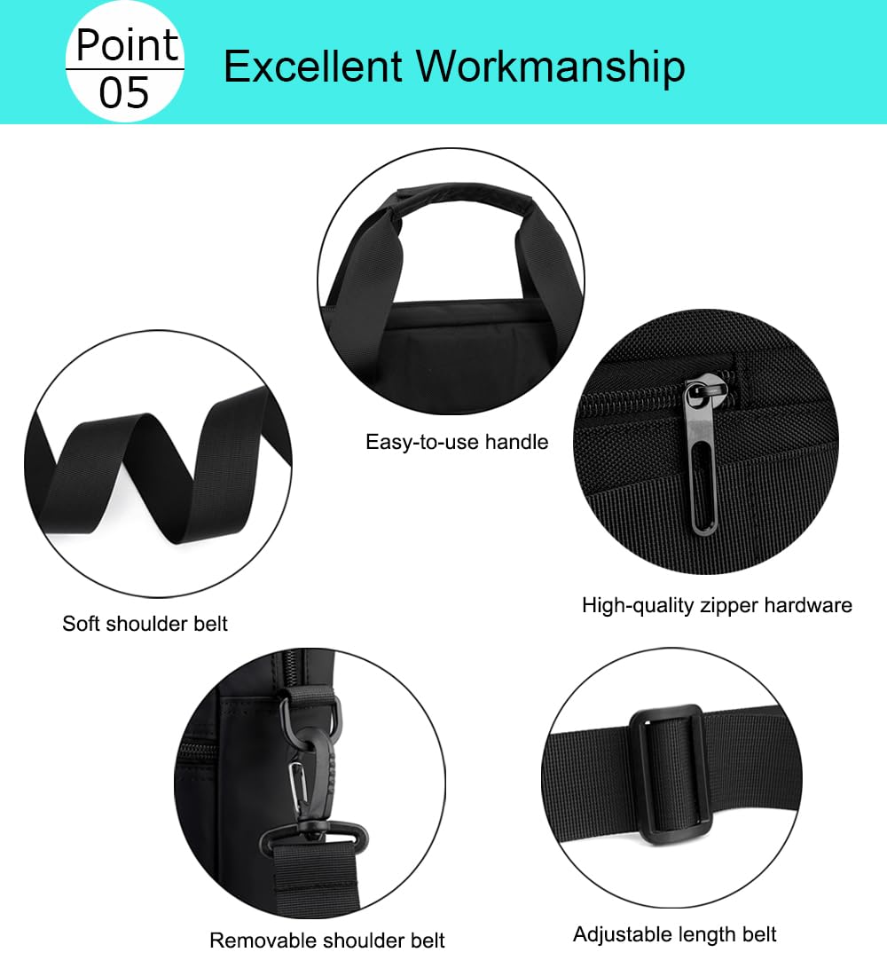 zhongningyifeng Laptop Bag 14 Inch Briefcase for Men Women Waterproof, Shoulder Computer Messenger Handbag for Business Office Work Travel College Black