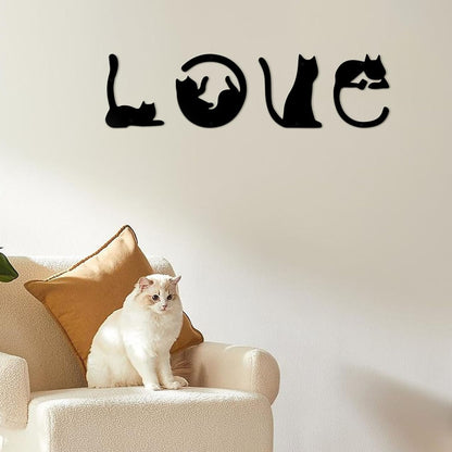 Set of 4 Black Metal Cat Wall Art, 3D Modern Metal Wall Decor, Black Cat Wall Sculpture for Living Room Love Signs for Home Decor, Mother's Day Birthday White Elephant Gifts for Women Men