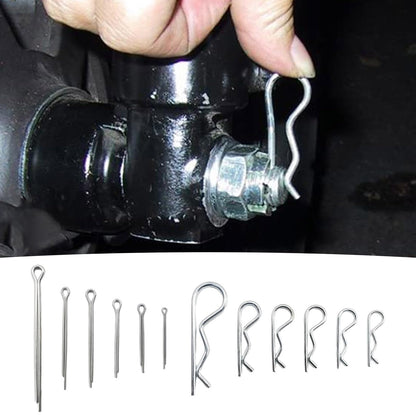 UOIENRT 250Pcs Hairpin Cotter Pin Assortment Kit, Cotter Key R Clips, Cotter Pins and Cotter Pin Set for Hitch, Lawn Mower, Truck (Zinc Plated Steel)