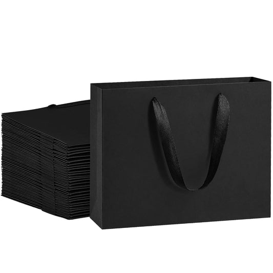BagDream Black Gift Bags 25 Pack 10.6x3.1x8.3 Heavy Duty Kraft Paper Bags with Handles for Boutique, Wedding Party Favor Bags, Grocery Retail Merchandise Bags Medium Gift Paper Sacks
