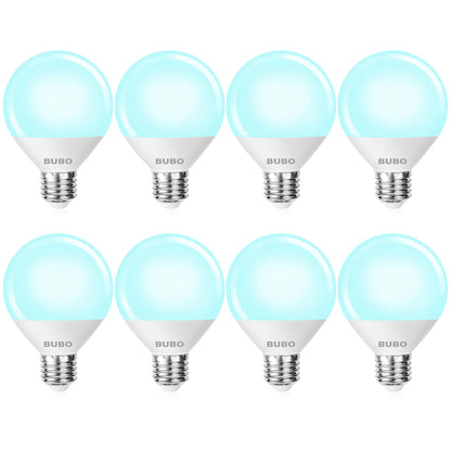 BUBO Vanity Light Bulbs 60 Watt Equivalent, Bathroom Light Bulbs Daylight White 5000K, G25 Globe Round Bulb 800 Lumens, E26 Medium Base, 7W, Non-Dimmable, 8 Pack