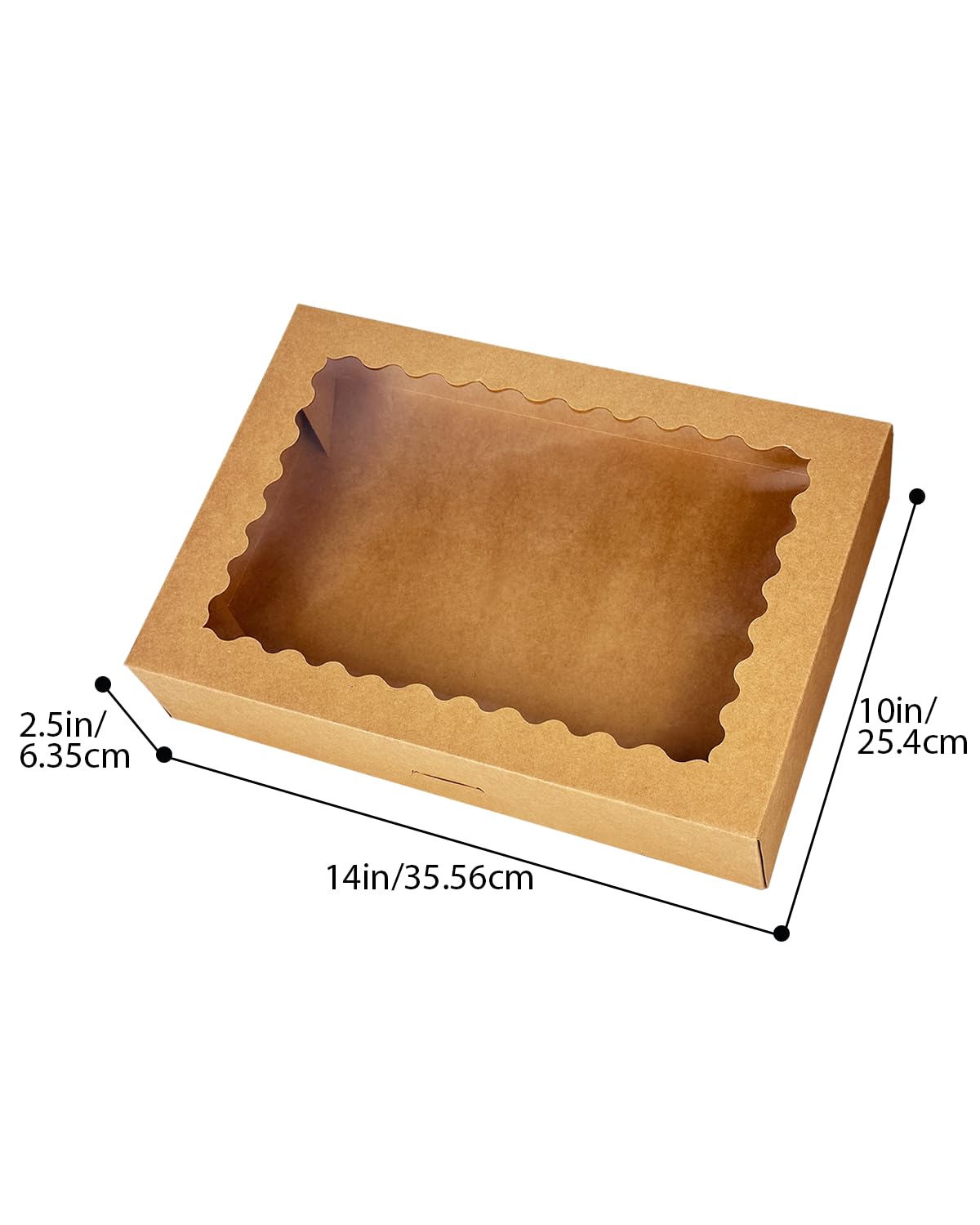 qiqee Brown 14x10x2.5 Inch Cookie Box with Window 12Pcs Bakery Pastry Macaron Bakery Box For Packaging (Auto-pop Up)