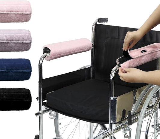 SPRING SEAON Wheelchair Armrest Covers 2 Pack Soft Memory Foam Wheelchair Armrest Pads Wicking Washable for Office Transport Chair(Pink)