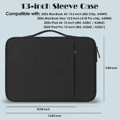 ProElife 13-Inch Laptop Sleeve Case for 2026 New MacBook Air 13.6 inch M5/A3449 Chip & MacBook Neo A18Pro/A3404 13 inch Accessory Traveling Water-Resistant Bag Portable Carrying Case (Black)