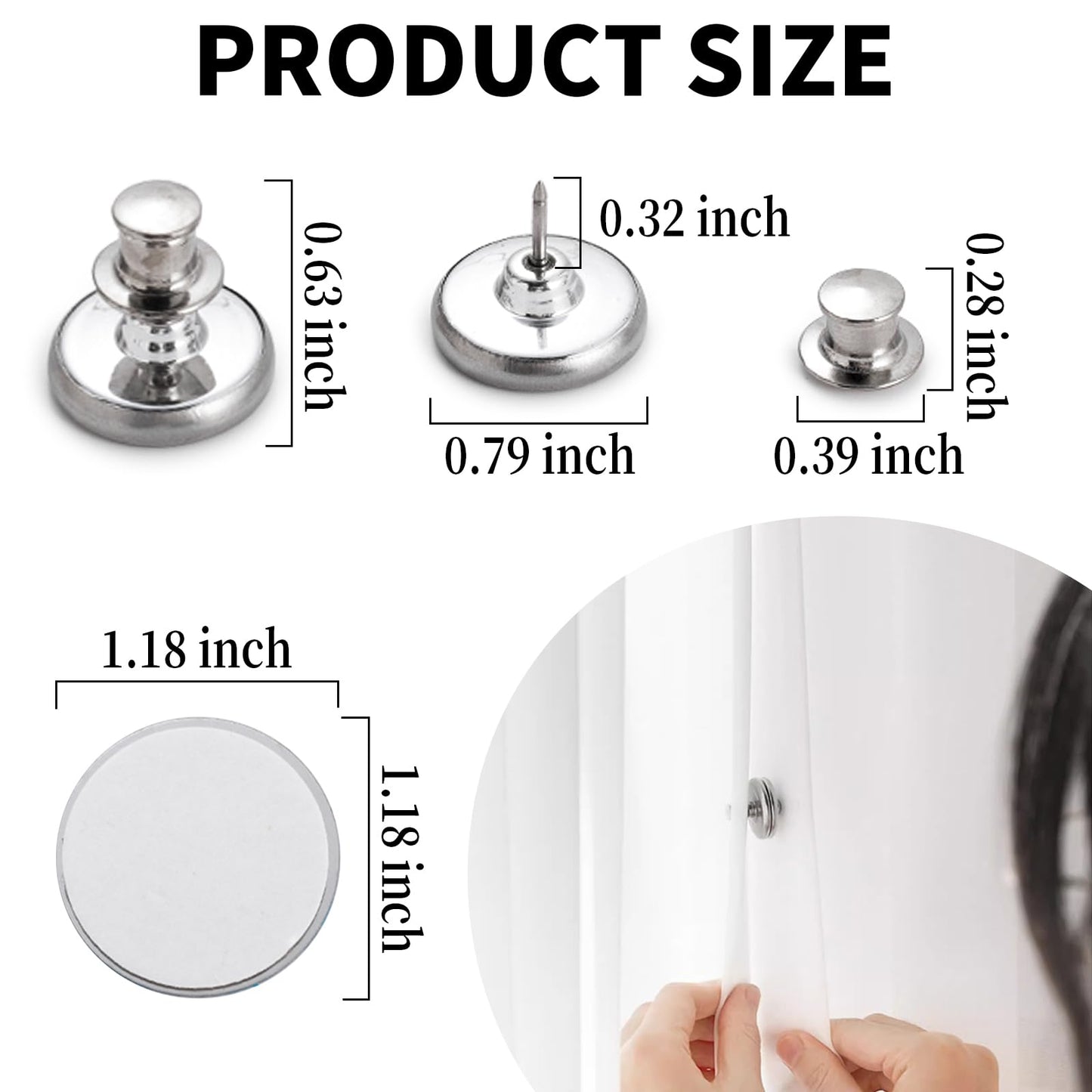Curtain Magnets, Kaluofan 20Pairs Curtain Magnets Closure with 20Pairs Self-Adhesive Patch, Magnetic Curtain Clips Prevent Light Leaking for Home Bedroom Bathroom Office Draperies