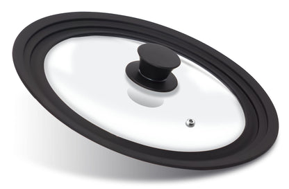 Anaeat Silicone Universal Lid for Pots, Pans and Skillets - Tempered Glass with Heat Resistant Silicone Rim Fits 10", 11" and 12" Diameter Cookware -Easy to Use Replacement Frying Pan Cover