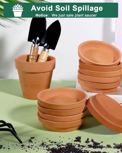 vensovo 3 Inch Terracotta Plant Saucer Pots Tray - 12 pcs Mini Planter Saucers for Indoor & Outdoor Plants, Small Clay Trays Perfect for 2 Inch 2.5Inch Flower Pot