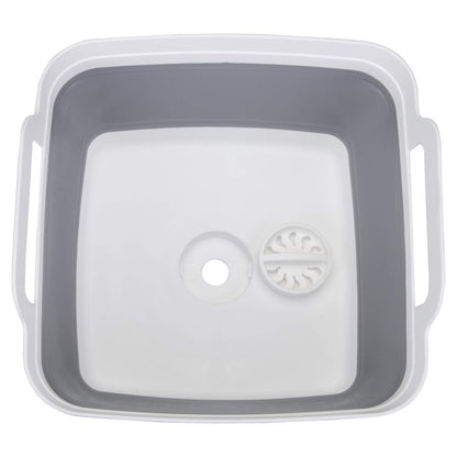Suwimut 2 Pack Collapsible Wash Basin with Drain Plug Carry Handles, 9L Large Collapsible Sink Tub Portable Dish Tub Foldable Dishpan for Kitchen Sink, Camping Dish Washing Tub, Gray