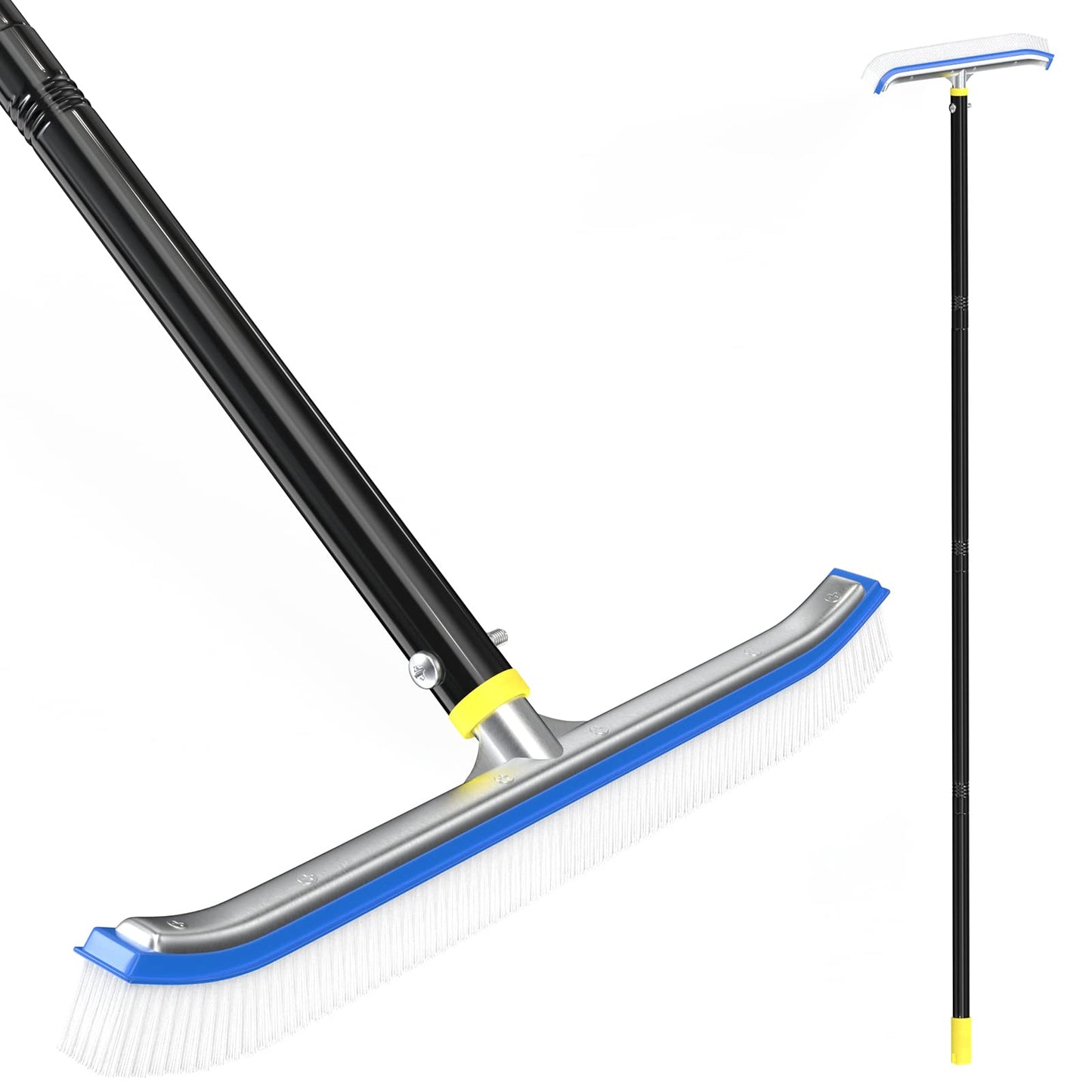 Swimming Pool Brush,Heavy Duty Pool Cleaning Brush with Adjustable Pole Length from 2.6-6FT,18" Polished Nylon Bristles Pool Brush for Cleaning Swimming Pool,Wall,Pools Floor Tiles