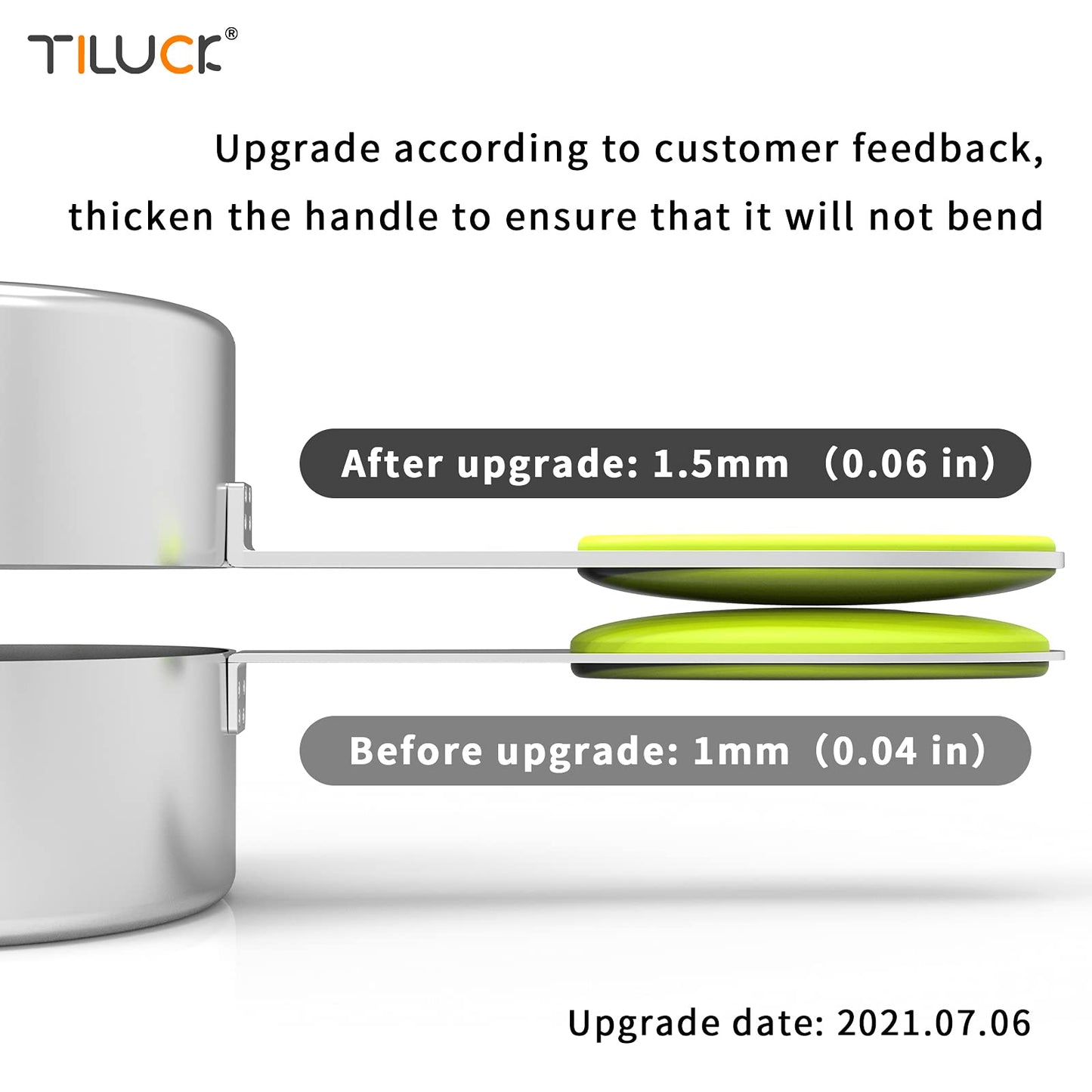 TILUCK Measuring Cups and Magnetic Measuring Spoons Set, Stainless Steel Measuring Cups, 6 Double-Sided Stainless Steel Measuring Spoons & 1 Leveler (5+7)