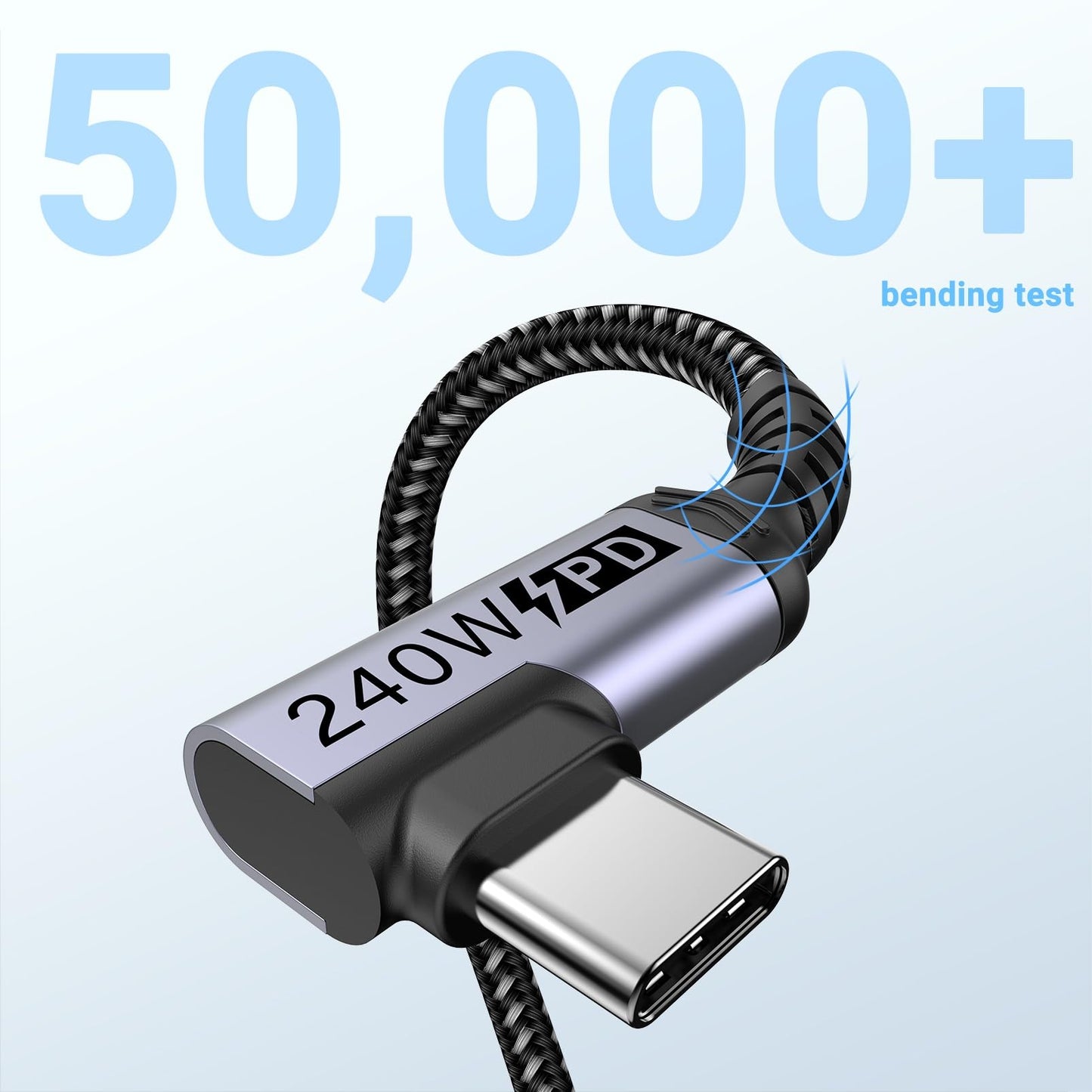 SUMPK Short USB 4 Cable Right Angle [1.5FT 2 Packs], 240W Fast Charging with High Speed 40Gbps Data Transfer and 8K Video Display