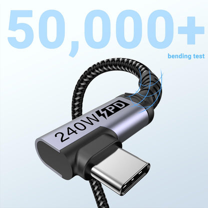 SUMPK Short USB 4 Cable Right Angle [1.5FT 2 Packs], 240W Fast Charging with High Speed 40Gbps Data Transfer and 8K Video Display