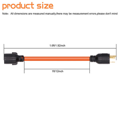 1.8FT Generator Transfer Switch Adapter Cord 4 Prong to 3 Prong L5-30P Male to L14-30R Female