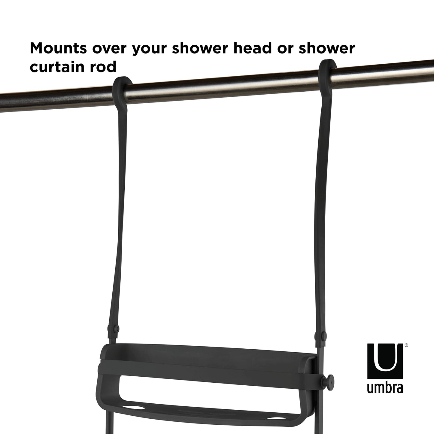 Umbra Flex Shower Storage Accessories with Patented Gel-Lock Technology Suction Cup, Black