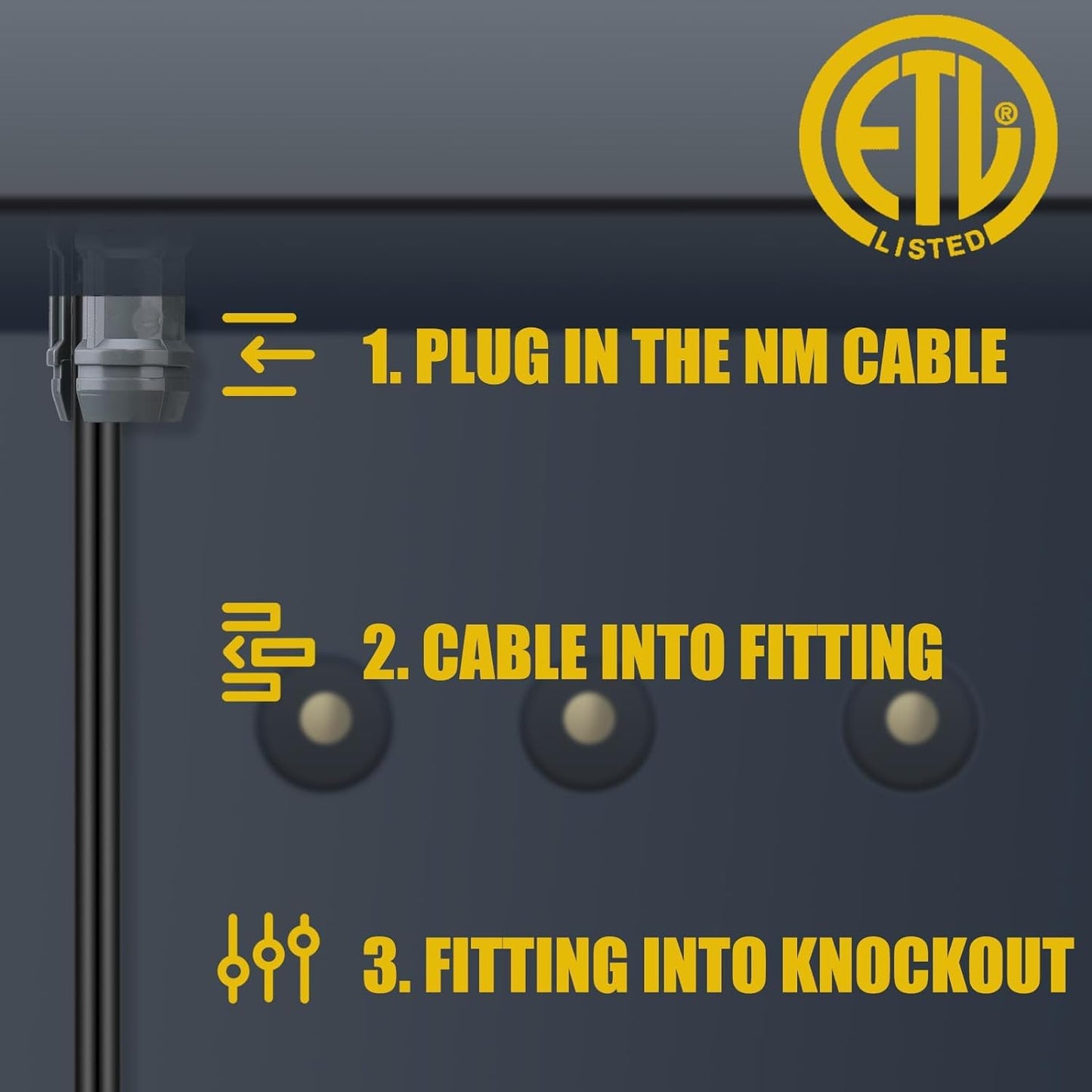 (Pack of 100) Axiomdeals 1/2" Plastic Cable Connectors Non-Metallic Snap in Style for Romex 14/2-10/3, 14/2, 12/2, 14/3 AWG Electrical Wire ETL Approved for Potlights Gimbals Junction Boxes
