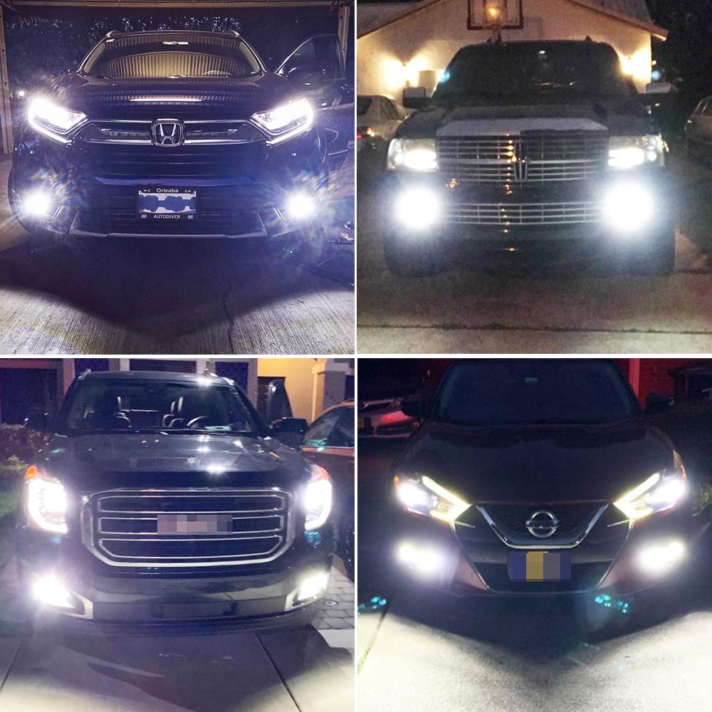 AUXLIGHT H3 LED Fog Light DRL Bulbs, 3000 Lumens Extremely Bright Bulbs Replacement for Cars, Trucks, 6000K Xenon White