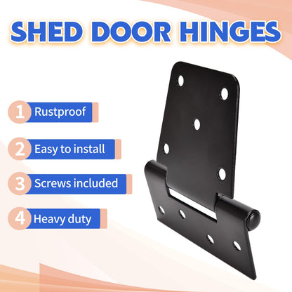 Sange Sopffy Heavy Duty Gate Hinges Black Iron hinge3.5 Inch for Outdoor Barn, Shed, Deck, Wood Door, and Fences (Screws Included) (4)