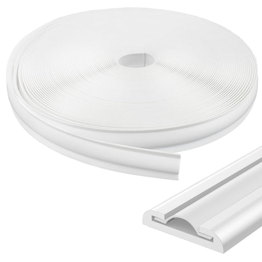 1" RV Vinyl Trim Molding Insert (50 ft), Heavy Duty RV Camper Travel Trailer Screw Cover, Gutter Corner & Roof Edge Track for RV Camper Travel Trailer, Durable Outside Seam Channel, White