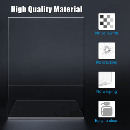 xydstay 6pack 8.5x11 Acrylic, L Shape Clear Plastic, Menu Holder, Unbreakable Table sign holder for Restaurant, Office, School, Store and Home Use