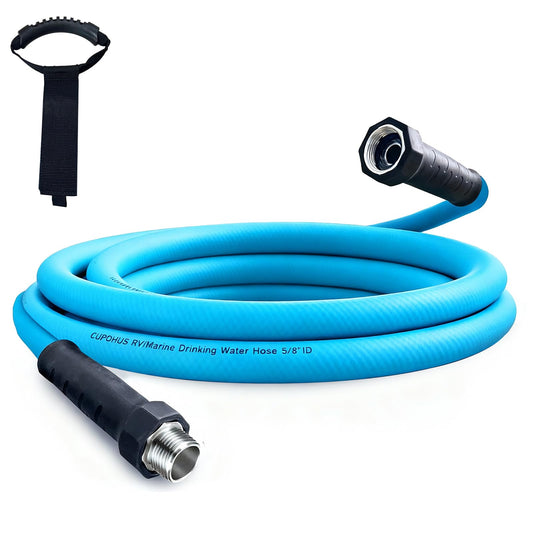 Cupohus RV Drinking Water Hose 10FT with Storage Strap, Anti-Kink 5/8''ID Premium Fresh Water Hose for RV, Marine, Camper, Truck, Car, Garden