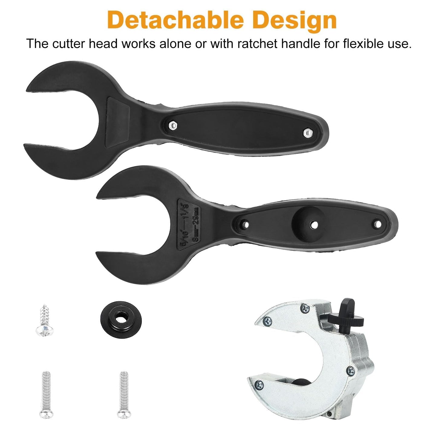 SUNJOYCO Ratcheting Tubing Cutter, Ratchet Pipe Cutter 5/16" to 1-1/8", 2 in 1 Close Quarters Tube Compact Cutters, Ratchet-Type Tube Cutting Tool for Copper, Aluminum, PVC, PEX, Steel, Fuel Pipe