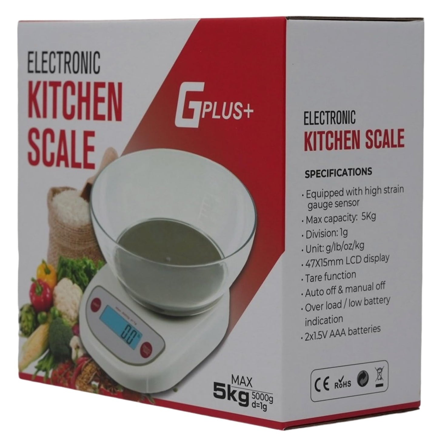 Digital Kitchen Scale with Removable Bowl, 5000g/11lb Capacity, 0.1oz Accuracy, Cooking/Baking/Weight Loss, 2 Modes, Tare Feature - Batteries Included